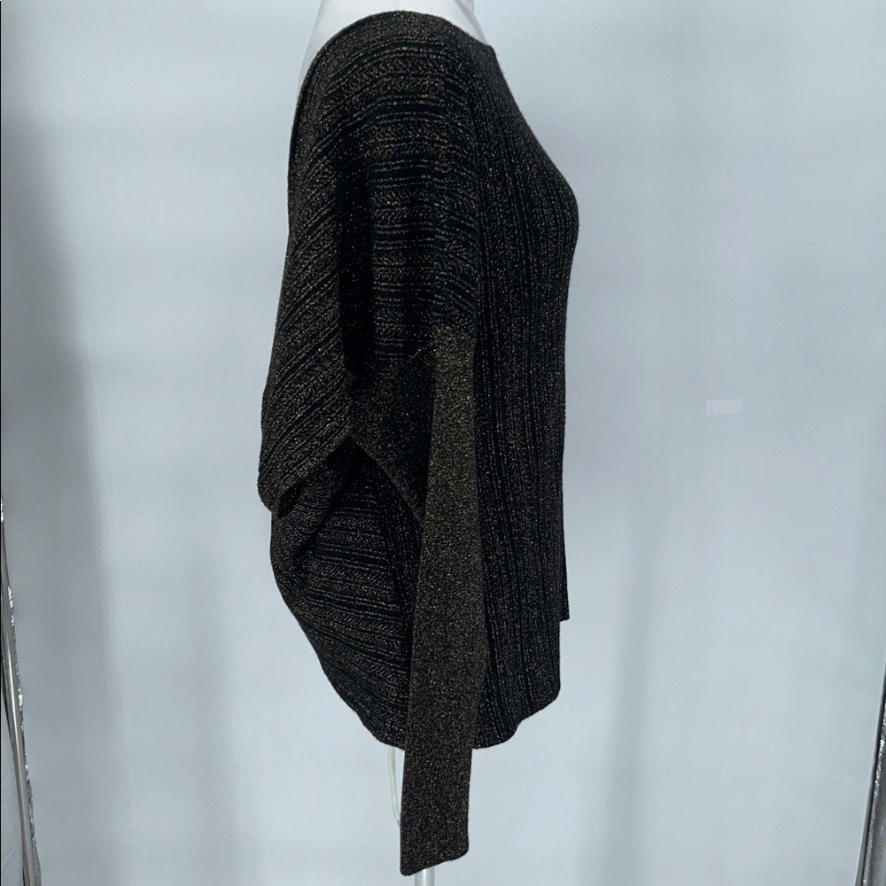 Derek Lam 10 Crosby Cross-Front Metallic Wool-Blend Sweater Black/Gold Size M - Picture 6 of 12